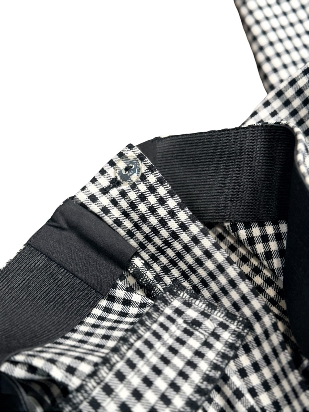 H&M Black White Gingham Pull On Ankle Pants Stretch Size 12 - Picture 5 of 13